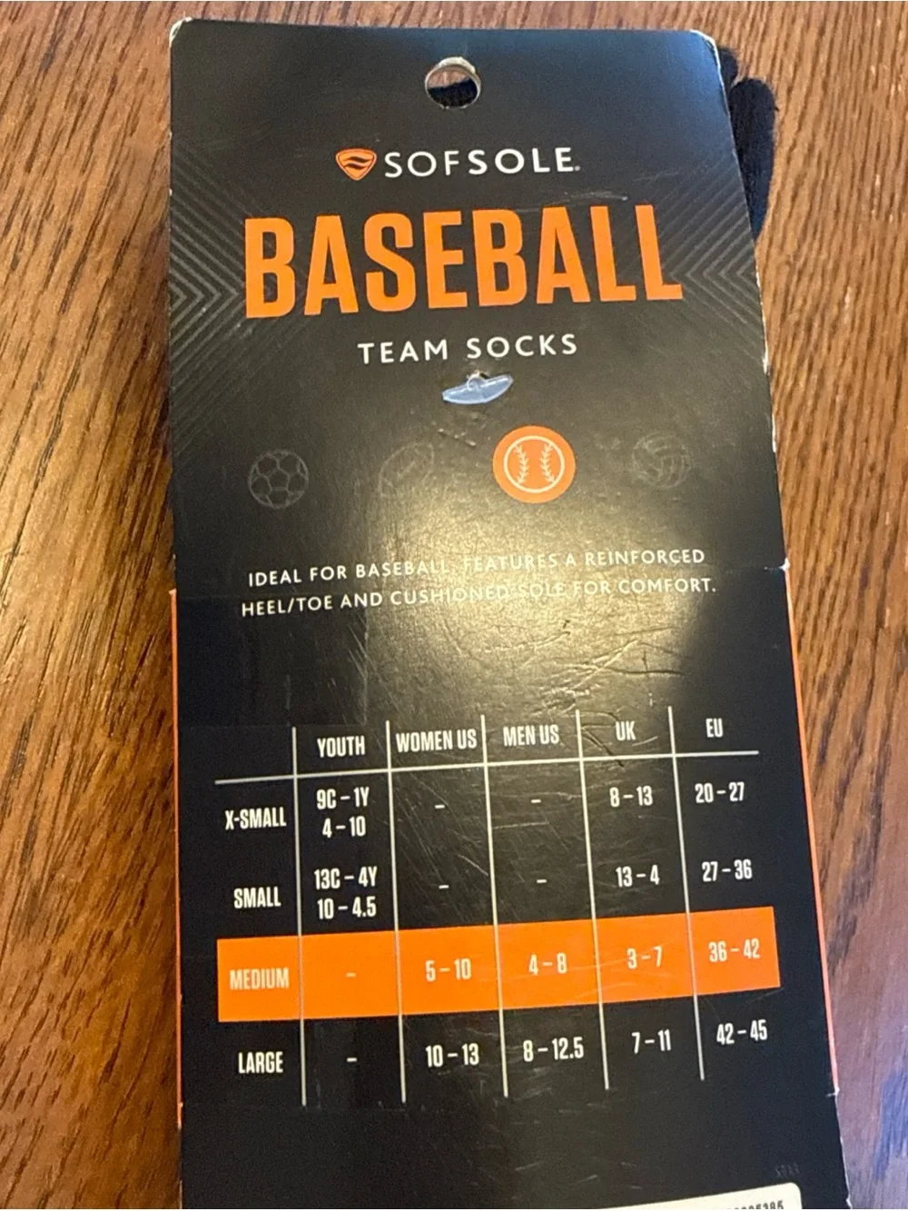 1 Black Sofsole Baseball Team Socks 2-pair Unisex: Mens 4-8 Womens 5-10